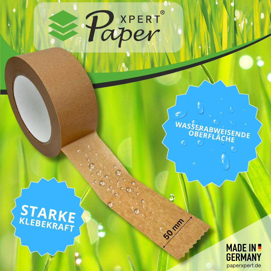 Papierklebeband braun 36 Rollen - 50 m | 50 mm Breite | extra starke Klebekraft | Papierträger mit Naturkautschukkleber – Bild 8