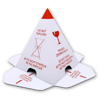 PaperXpert Palettenhütchen/Stapelschutzpyramide "Nicht stapeln" | mit Selbstklebeverschluß | Karton weiß mit rotem Druck | effektiver Stapelschutz | Premium Markenqualität – Made in Germany - ab 100 Stück