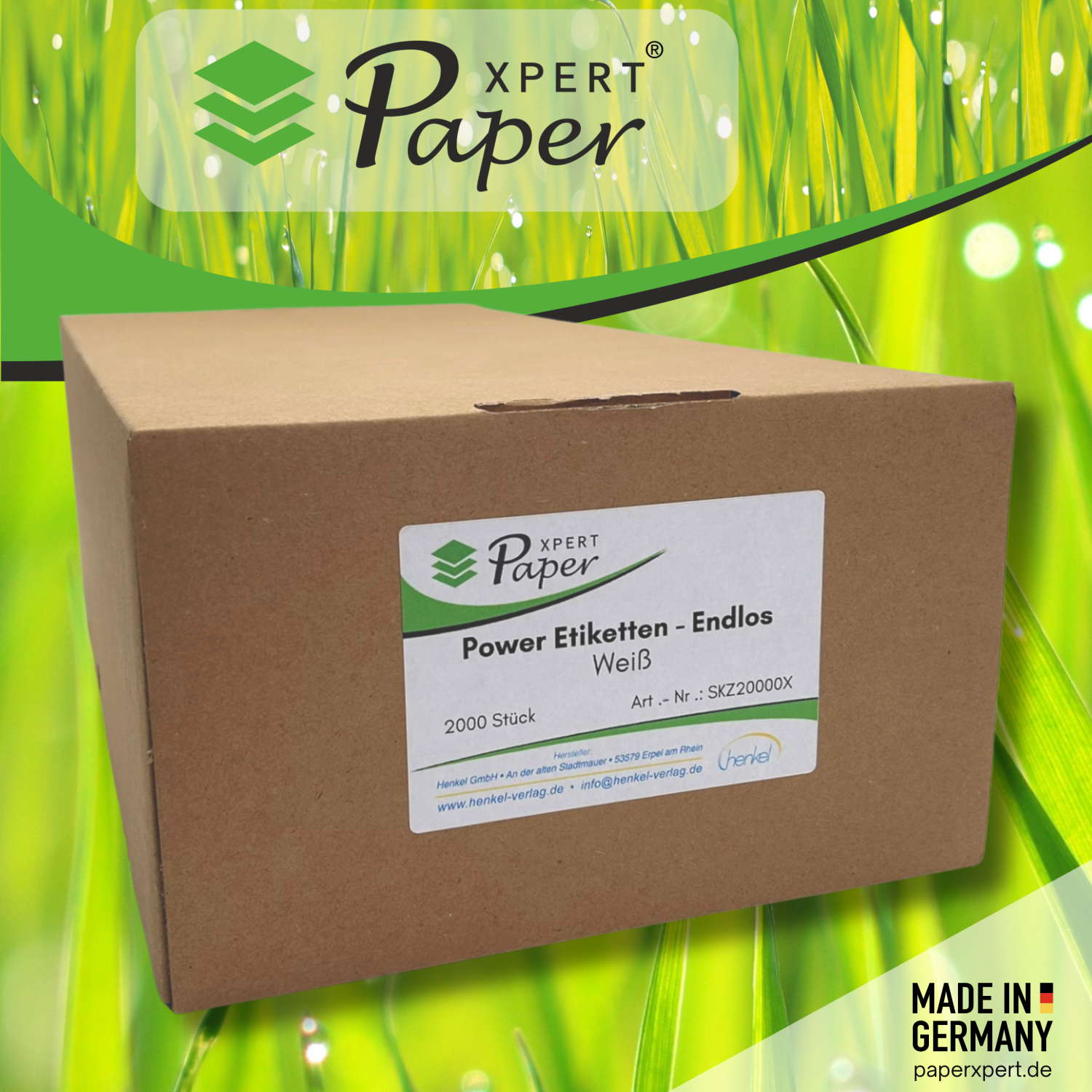 PaperXpert Power Etiketten Endlos 110 x 90 mm | PP weiß glänzend 195 µ | Thermotransfer Industrieetiketten mit Spezialreifenkleber | 2.000 Etiketten | Markenqualität - Made in Germany – Bild 2
