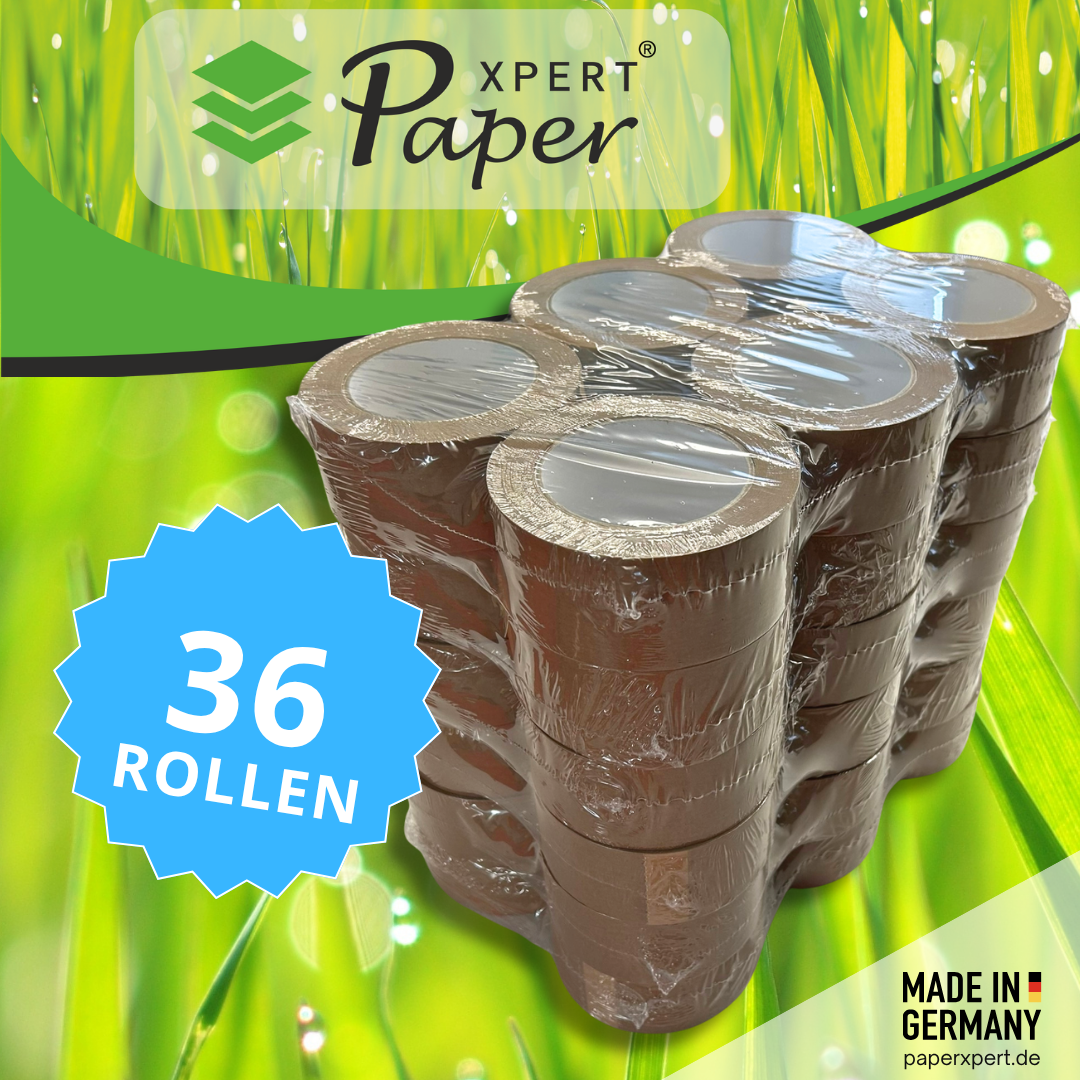 Papierklebeband braun 36 Rollen - 50 m | 50 mm Breite | extra starke Klebekraft | Papierträger mit Naturkautschukkleber – Bild 4