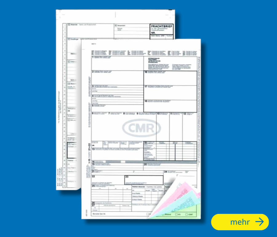 CMR- und GKV-Frachtbriefe für den nationalen und internationalen Güterverkehr. Entdecken Sie unsere Transportformulare für Spedition, Logistik, Versand und gewerbliche Transporte.